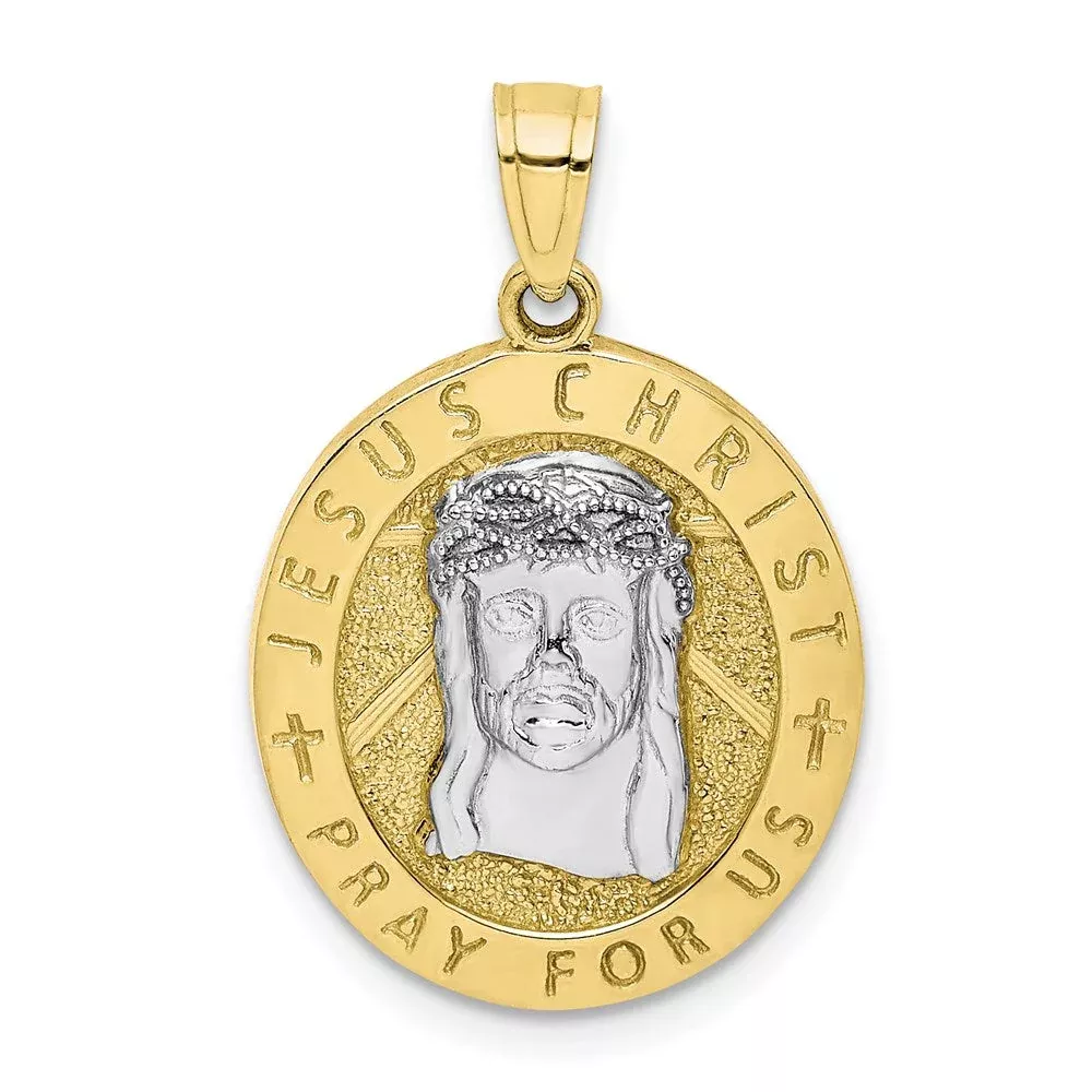 10k Yellow Gold w /Rhodium Reversible Last Supper and Jesus Medal