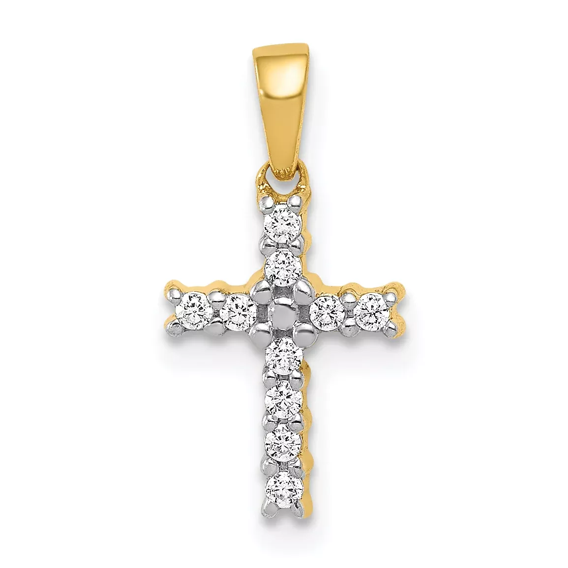 14k 1/10 carat Lab Grown Diamond VS/SI+ G+ Complete Latin Cross Pendant