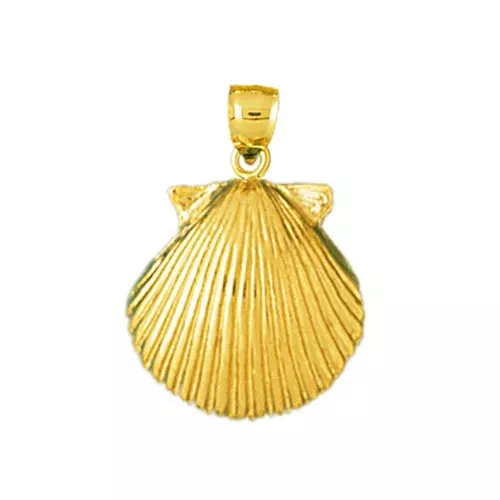 14K Gold 14MM Scallop Seashell Charm