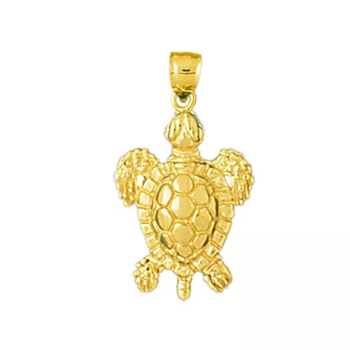 14K Gold 18MM Long Sea Turtle Charm