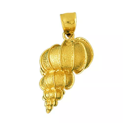 14K Gold 22MM Wentletrap Gastropod Seashell Pendant
