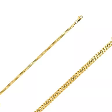 14k Gold 2mm Flat Curb Chain Anklet11 Inches