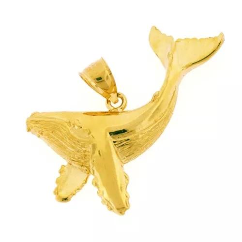 14K Gold 35MM Humpback Whale Pendant
