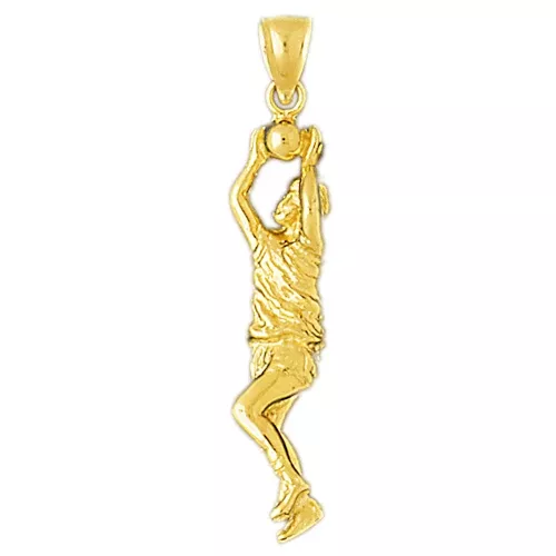 14K Gold 36MM Basketball Player Pendant