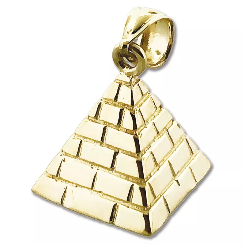 14K Gold 3D Egyptian Pyramid Charm