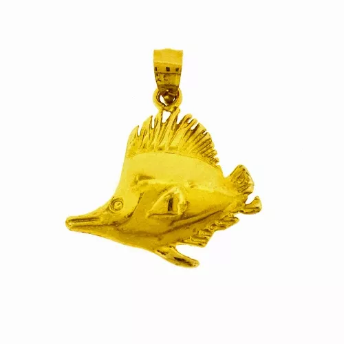 14K Gold Big Fin Fish Pendant