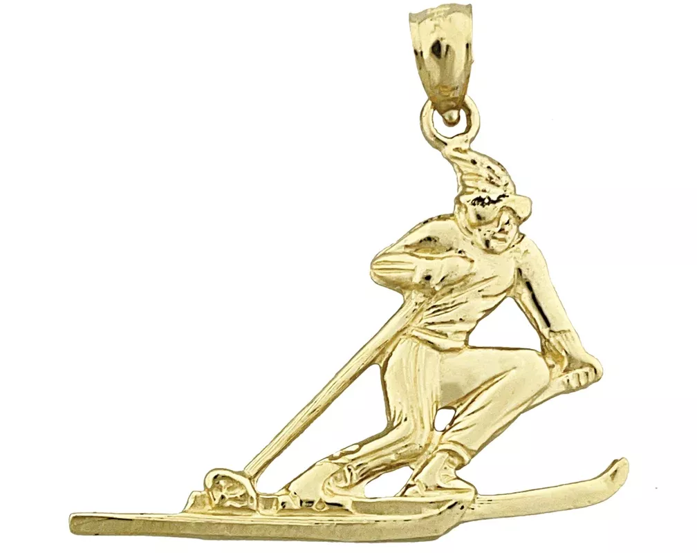 14K Gold Male Skiing Pendant