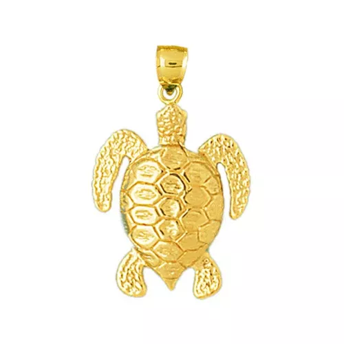 14K Gold Sea Life Sea Turtle Pendant