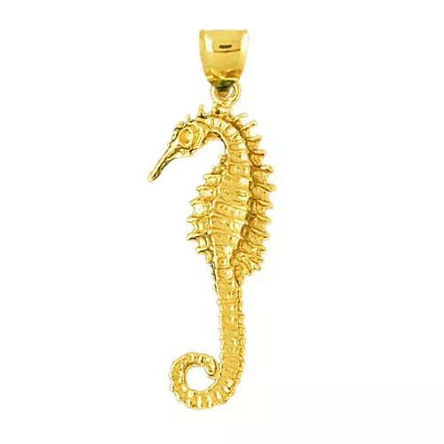 14K Gold Sea Life Seahorse Pendant
