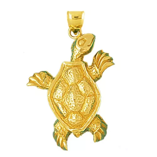14K Gold Sea Life Turtle Pendant