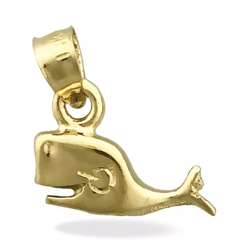 14K Gold Whale Mini Charm