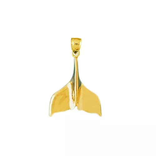 14K Gold Whale Tail Fluke Charm