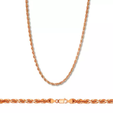 14k Rose Gold 3mm Rope Chain 22 In