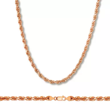 14k Rose Gold 4mm Rope Chain 20In