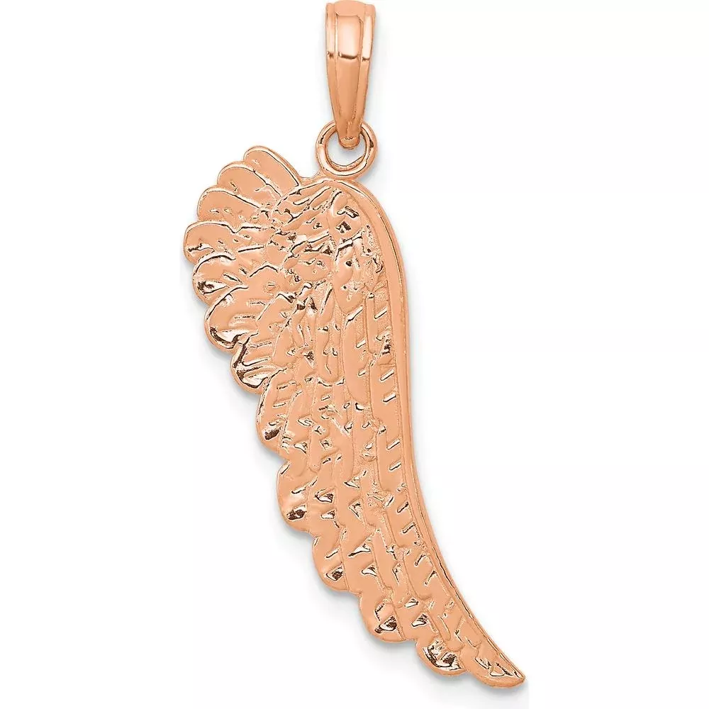 14K Rose Gold Angel Wing Pendant with Polished Finish by Oro Pregiato