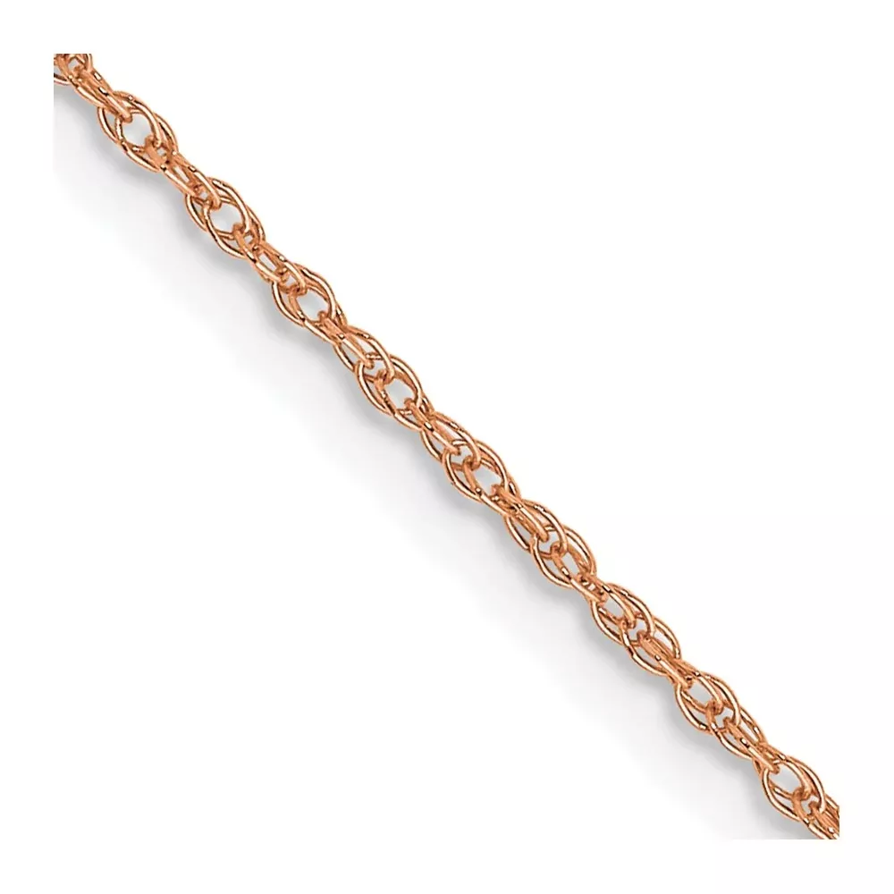 14K Rose Gold Carded .7mm Cable Rope With Spring Ring Clasp Chain Necklace