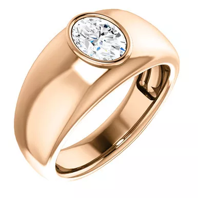 14k Rose gold Men's Solitaire Oval Diamond Ring 1.00 ct.