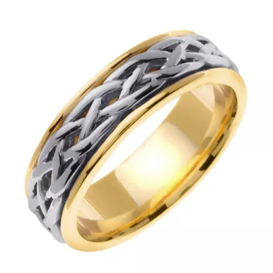 14k Two Tone Gold 6.5 mmHandmade Celtic Wedding Band