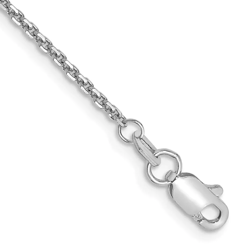 14K White Gold 1.45mm Diamond-Cut Cable With Lobster Clasp Chain Anklet