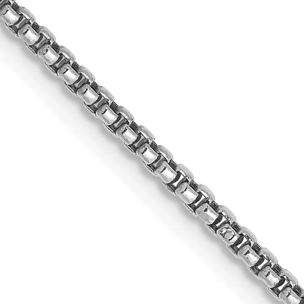 14K White Gold 18" 1.5mm Semi-Solid Round Box Chain with Lobster Clasp - Polished Finish by Oro Pregiato