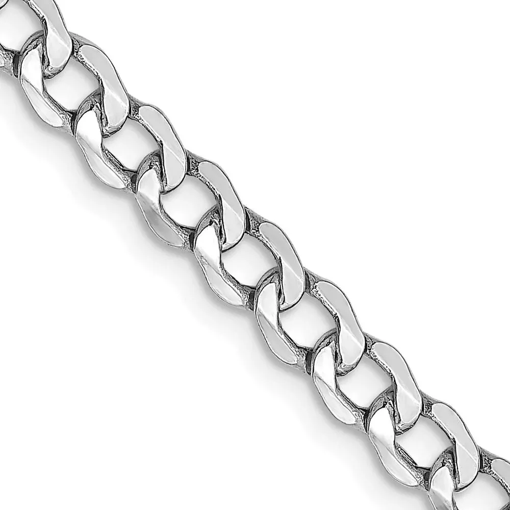 14K White Gold 18" 4.3mm Semi-Solid Curb Chain with Lobster Clasp by Oro Pregiato
