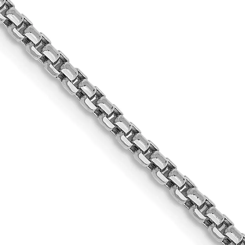 14K White Gold 20" Semi-Solid Round Box Chain with Lobster Clasp by Oro Pregiato