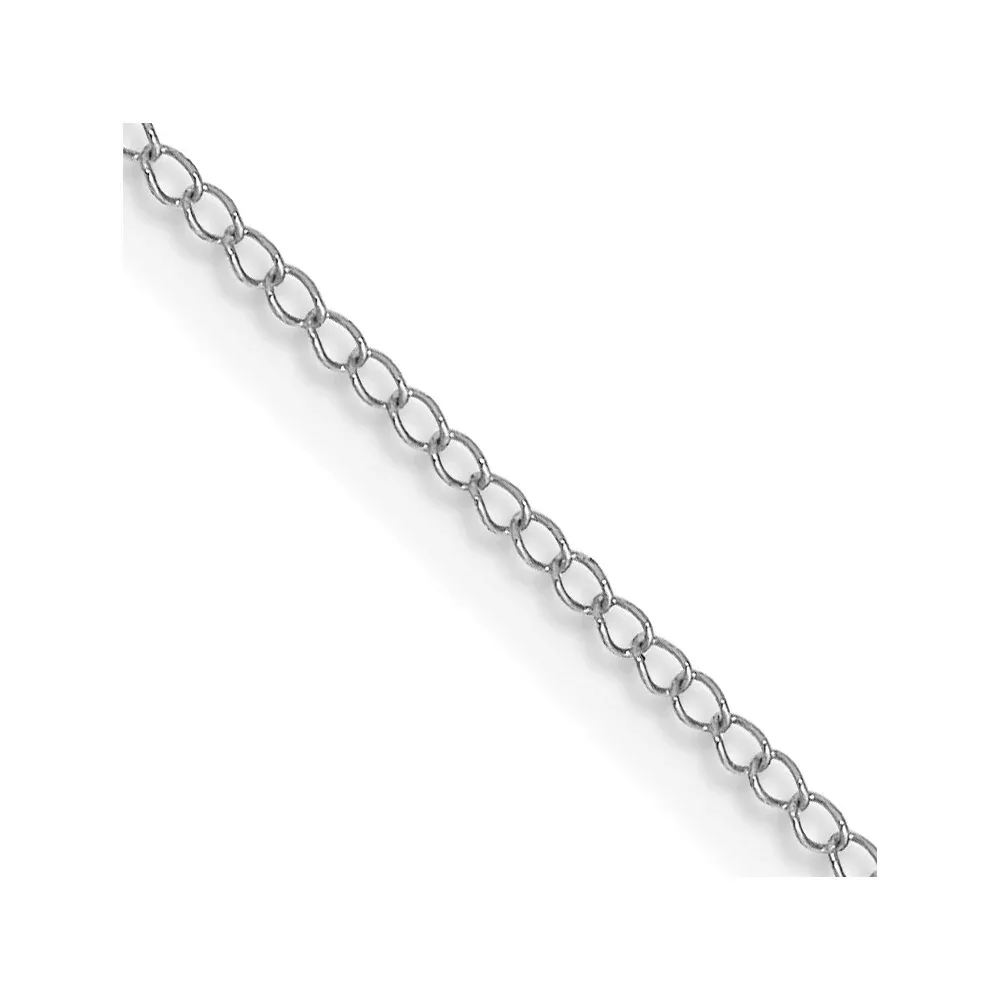 14K White Gold 24 inch Carded .5mm Curb with Spring Ring Clasp Chain Necklace