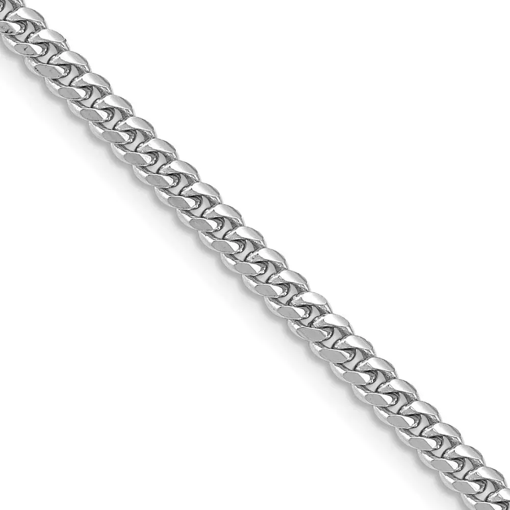14K White Gold 3.5mm Solid Miami Cuban Chain Necklace - 22 Inches by Oro Pregiato