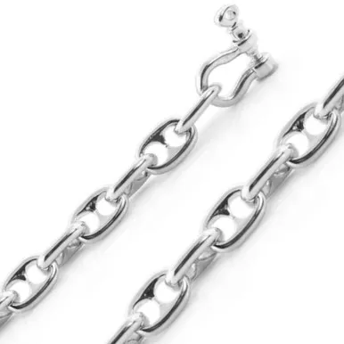 14k White Gold 6mm Solid Puffed Anchor 24 Inches Chain