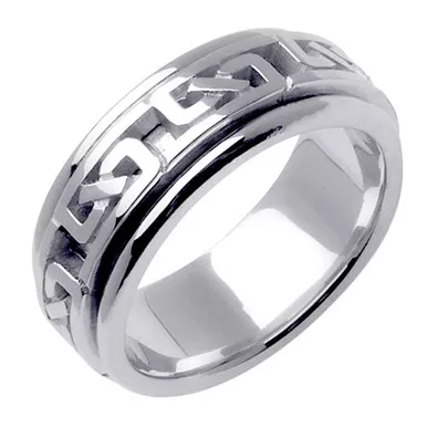 14k White Gold 8mmHandmade Celtic Wedding Band