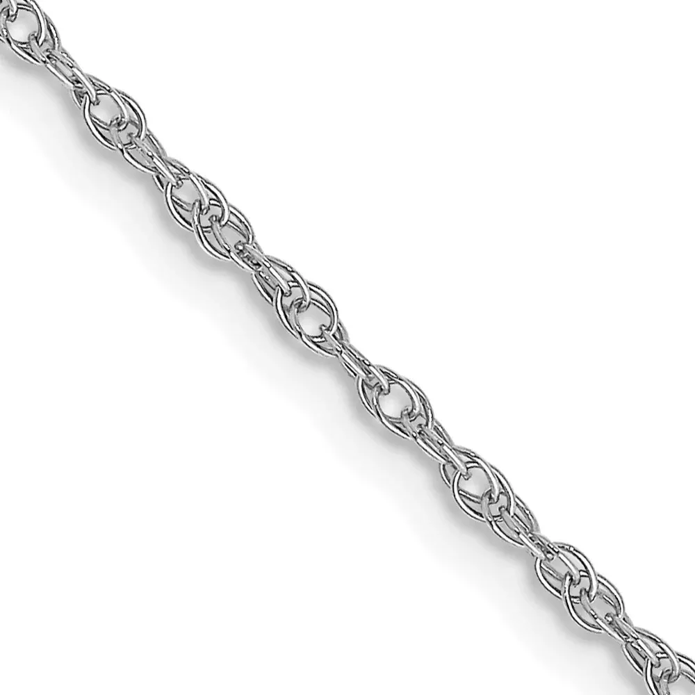 14K White Gold Carded 1.15mm Cable Rope with Spring Ring Clasp Chain Necklace