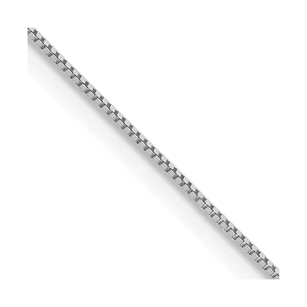 14K White Gold Carded .5mm Box Link with Spring Ring Clasp Chain Necklace