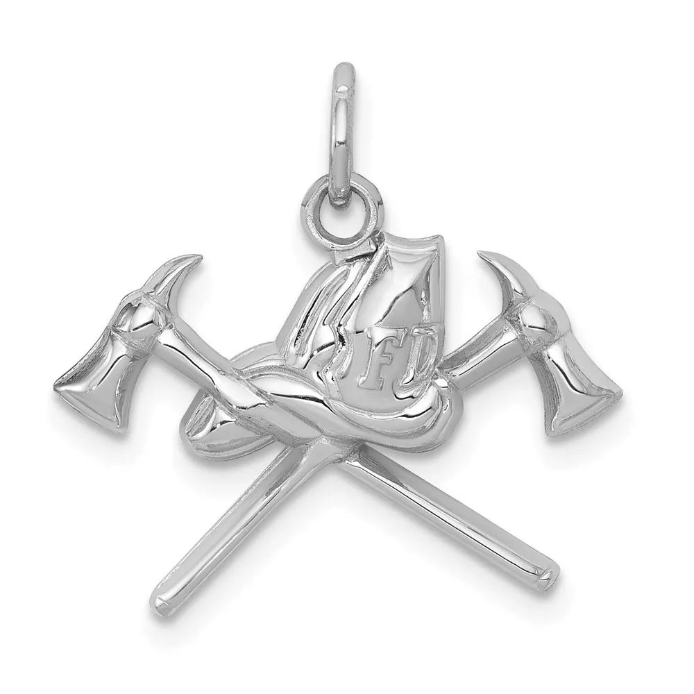 14k White Gold Fire Department Insignia Charm