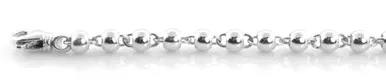 14k White Gold Hand Made Beaded Chain 5mm 26 Inches