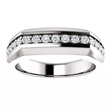 14k White gold Mens Diamond Band Ring 0.66
