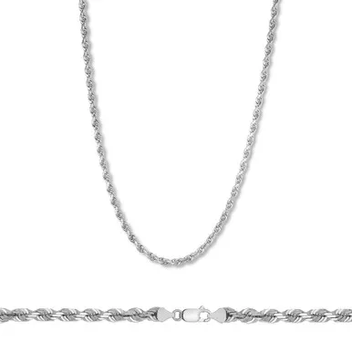 14k White Gold "Nickel Free" 3mm Italian Rope chain 7"