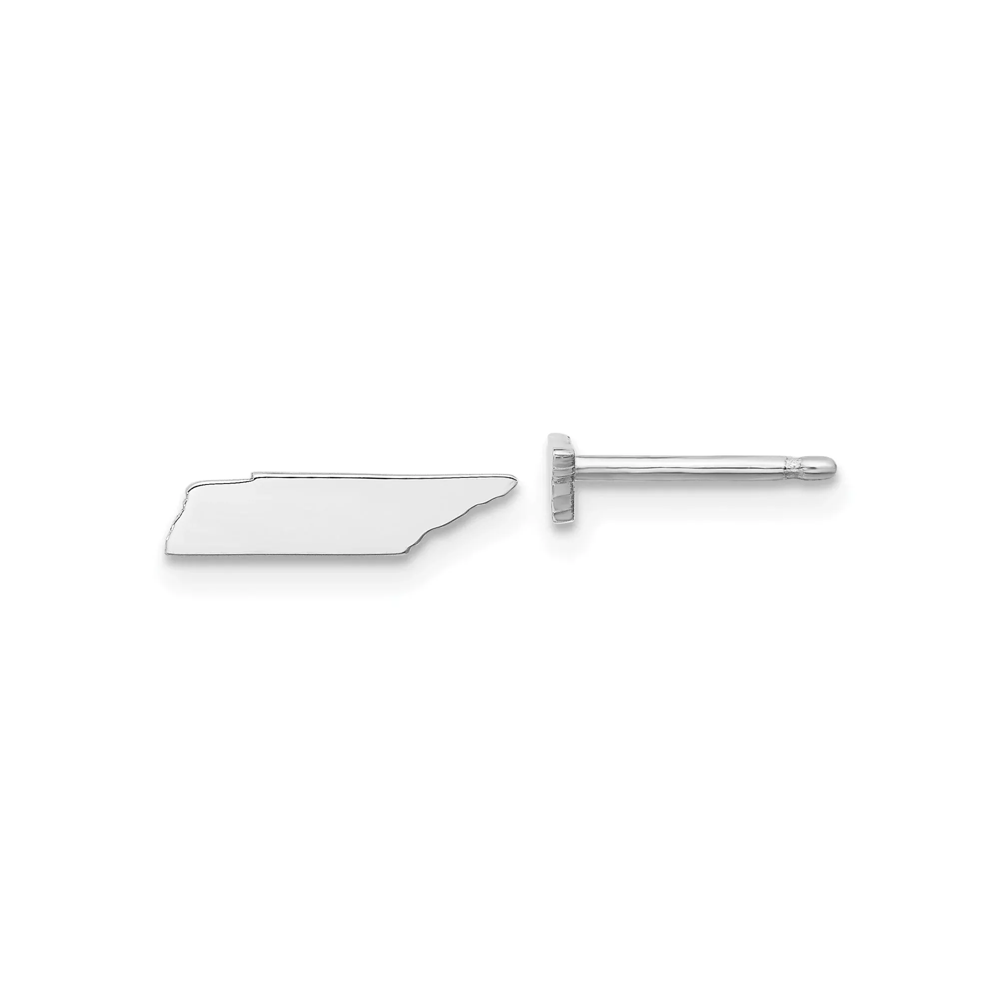 14k White Gold Tennessee State Outline Stud Earrings, Minimalist Travel Jewelry Design