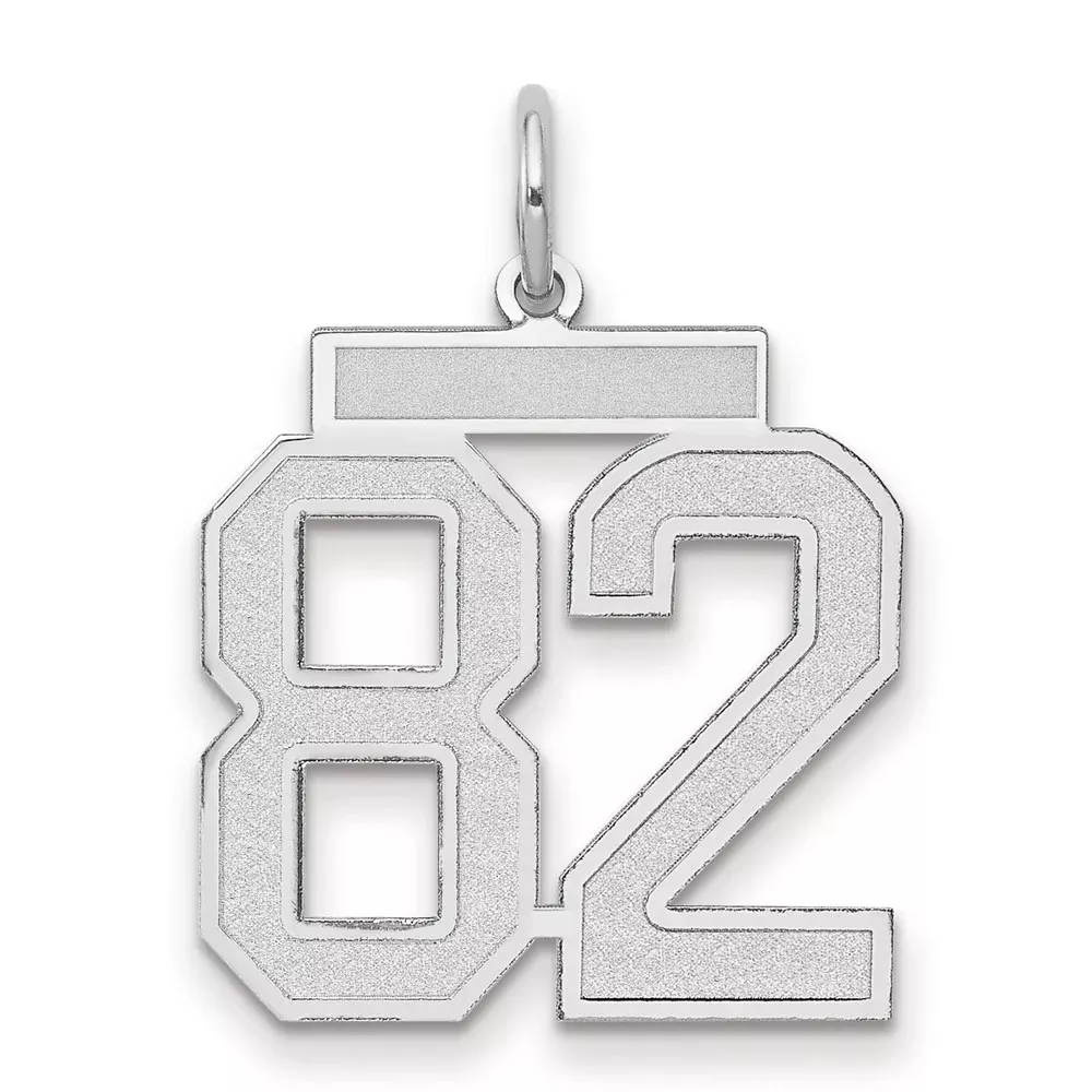 14k White Goldw Medium Satin Number 82 Charm