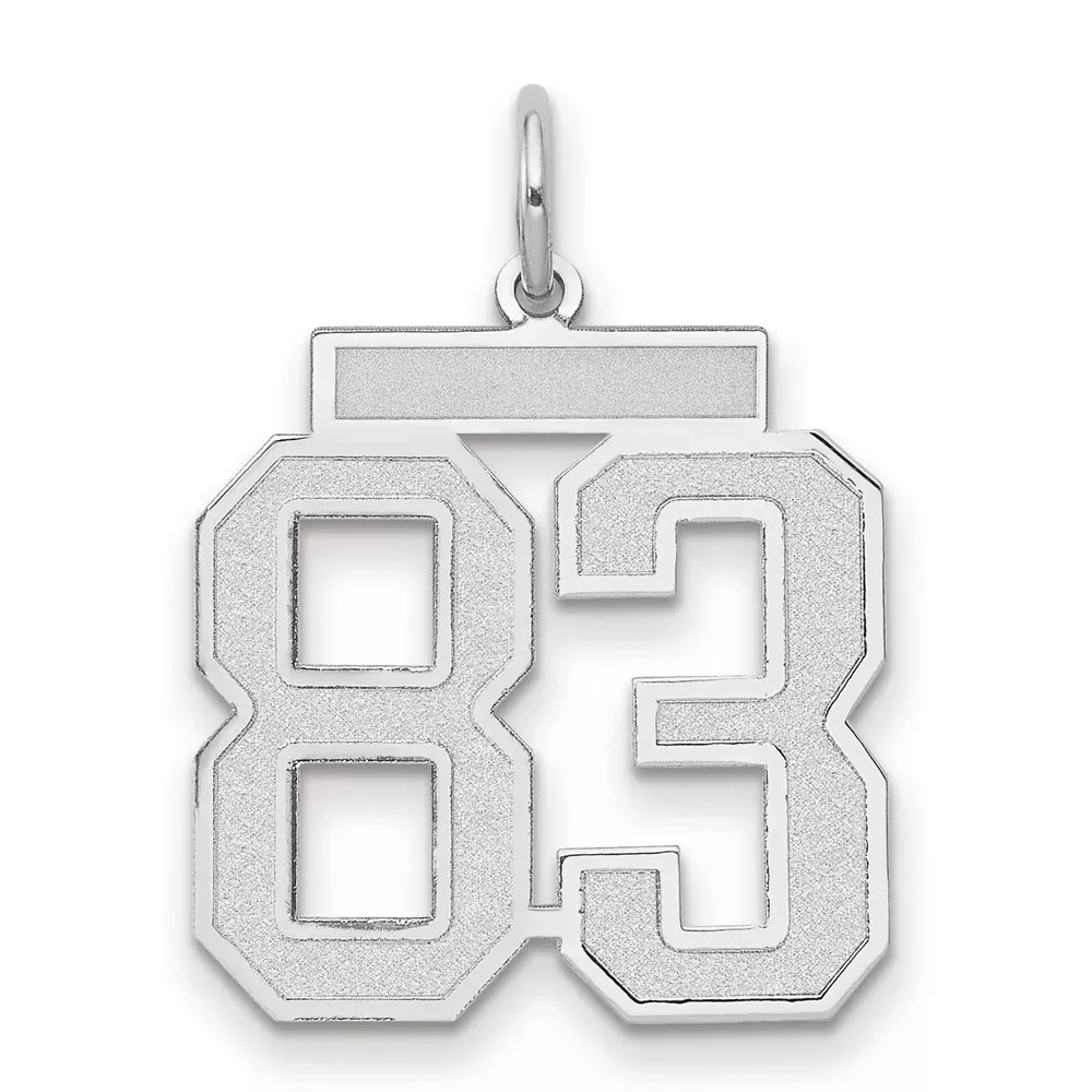14k White Goldw Medium Satin Number 83 Charm