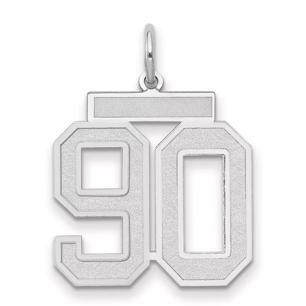 14k White Goldw Medium Satin Number 90 Charm