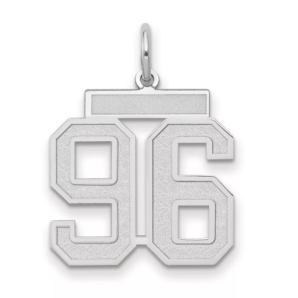 14k White Goldw Medium Satin Number 96 Charm
