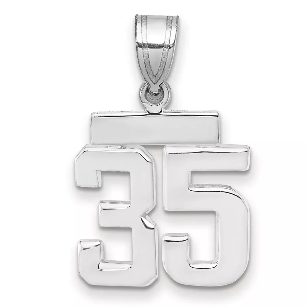 14k White Goldw Small Polished Number 35 Charm