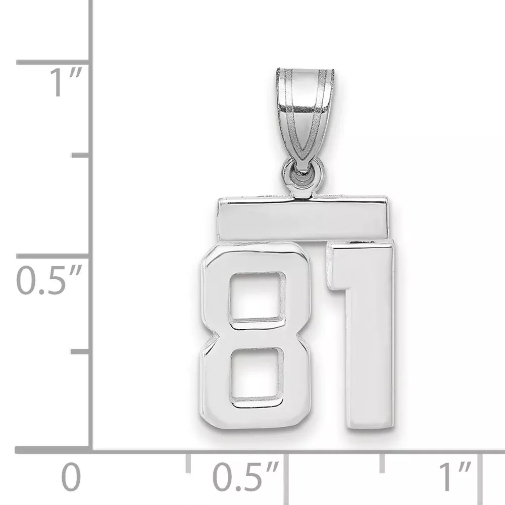 14k White Goldw Small Polished Number 81 Charm