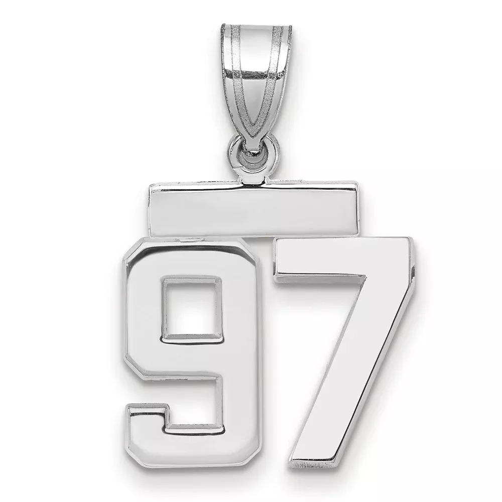 14k White Goldw Small Polished Number 97 Charm