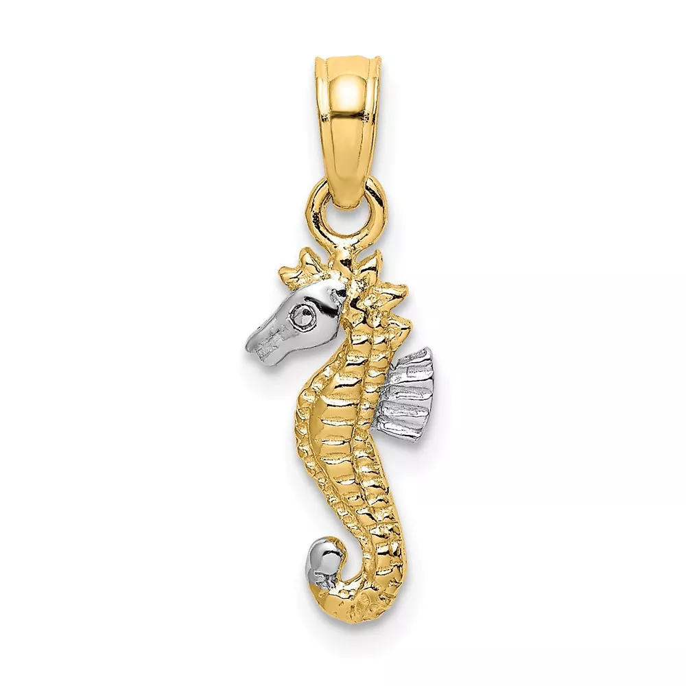 14K with White Rhodium Mini Seahorse Charm
