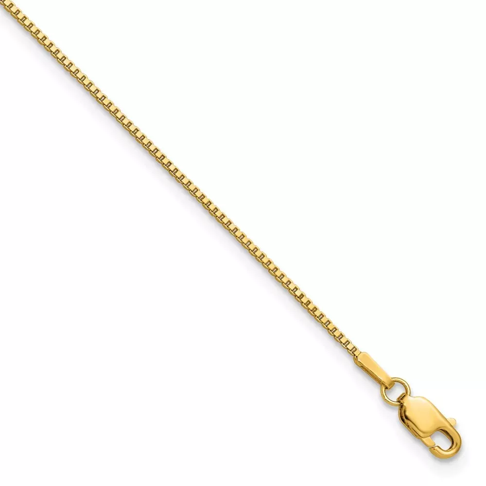 14K Yellow Gold 1.05mm Box With Lobster Clasp Chain Anklet