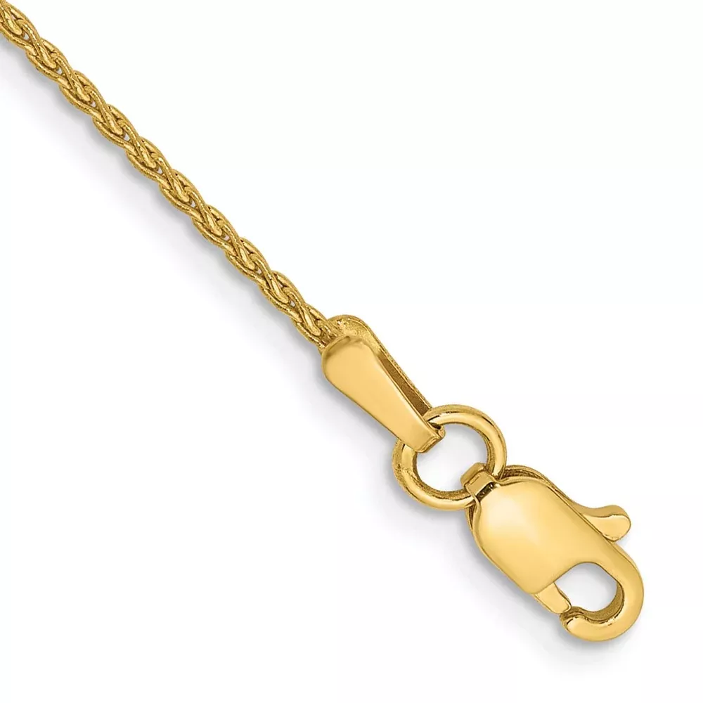 14K Yellow Gold 1.2mm Parisian Wheat With Lobster Clasp Chain Anklet
