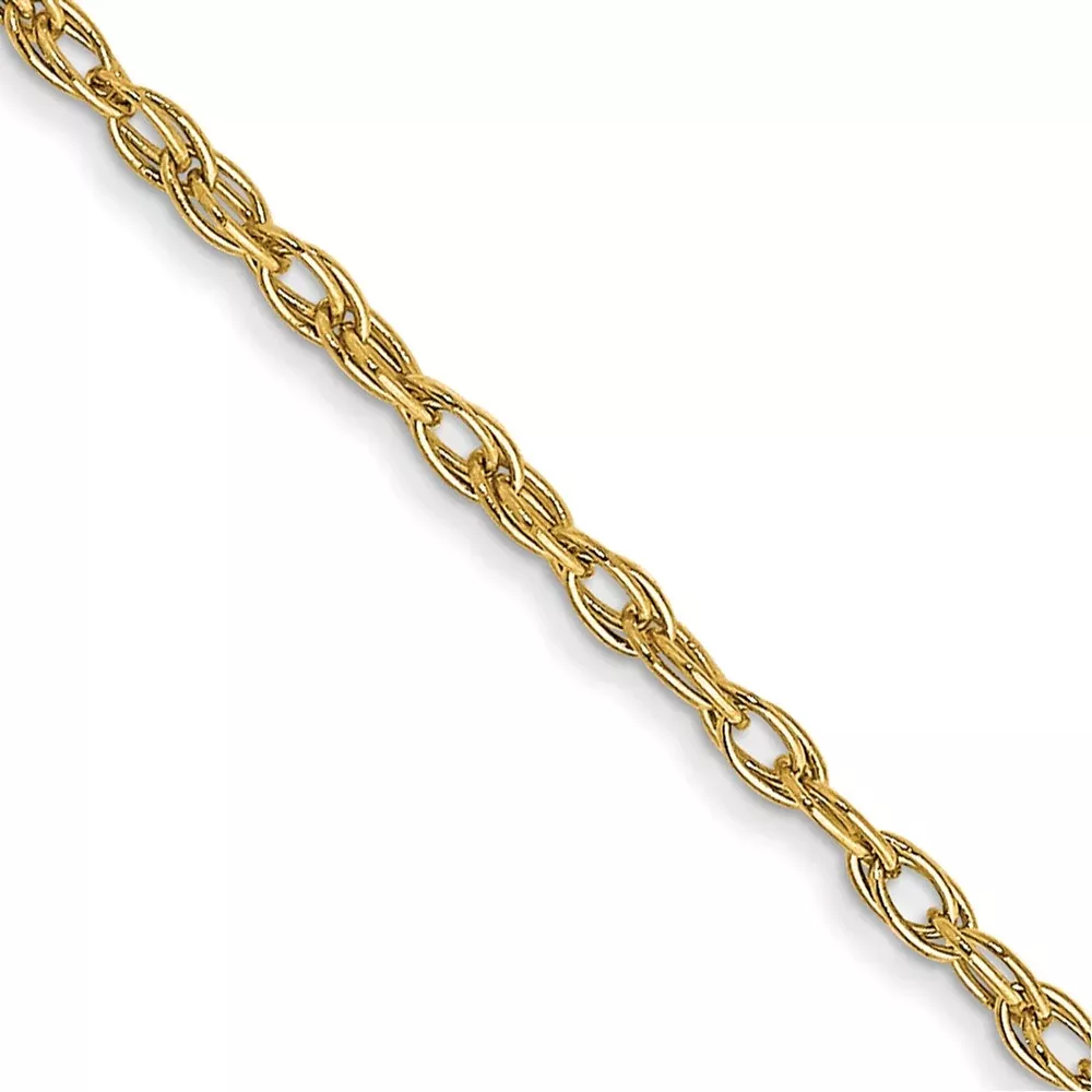 14K Yellow Gold 1.35mm Carded Cable Rope Chain Necklace