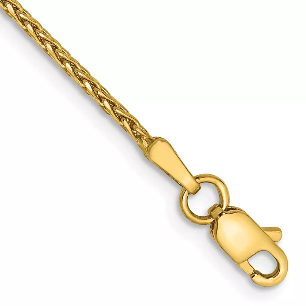 14K Yellow Gold 1.5mm Diamond-Cut Parisian Wheat With Lobster Clasp Chain Anklet