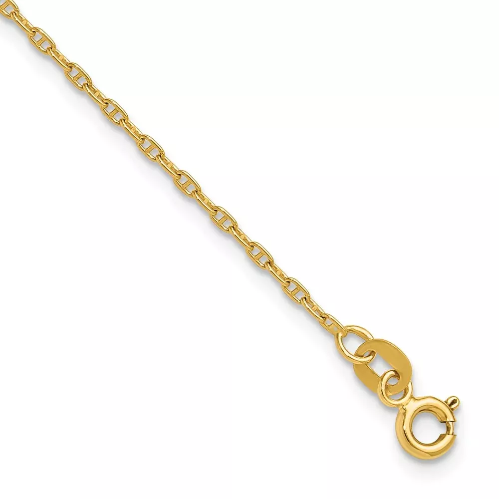 14K Yellow Gold 1.5mm Mariners Link Chain Anklet